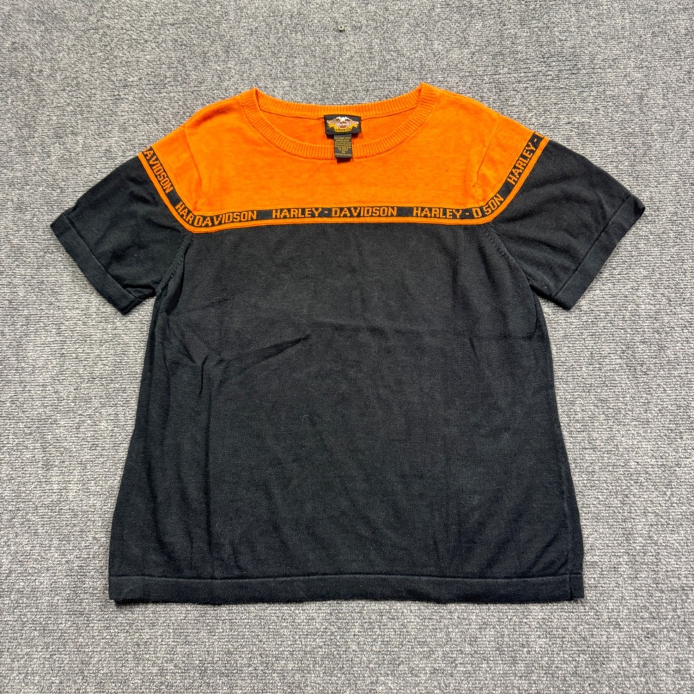 VTG Harley Davidson Shirt Womens 1X Orange Black Y2K